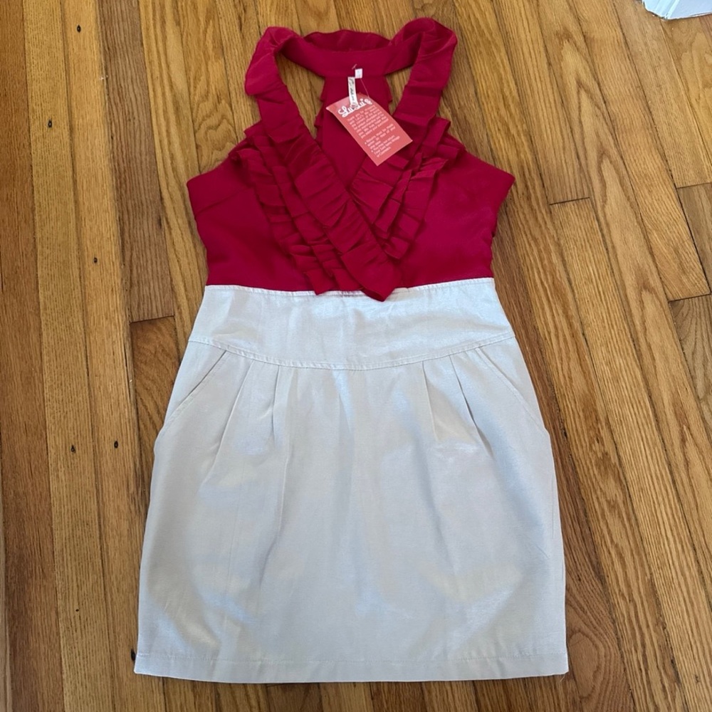 Red and White Halter Dress